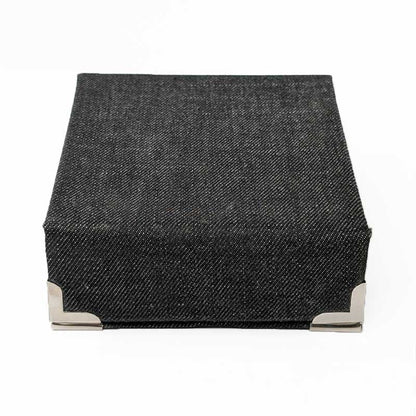 Black & Red Denim Dice Box with Snap Closure
