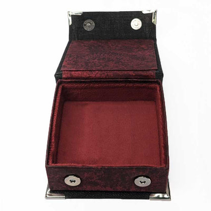 Black & Red Denim Dice Box with Snap Closure