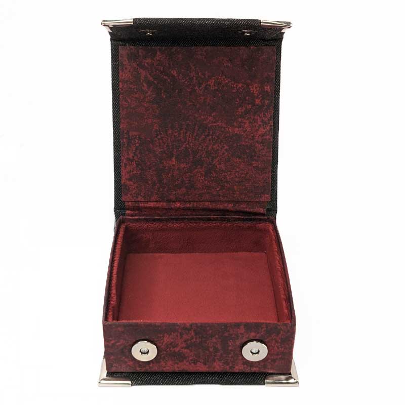 Black & Red Denim Dice Box with Snap Closure