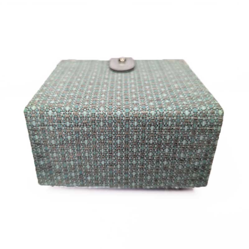 Gray & Teal Dice Box with Leather Strap