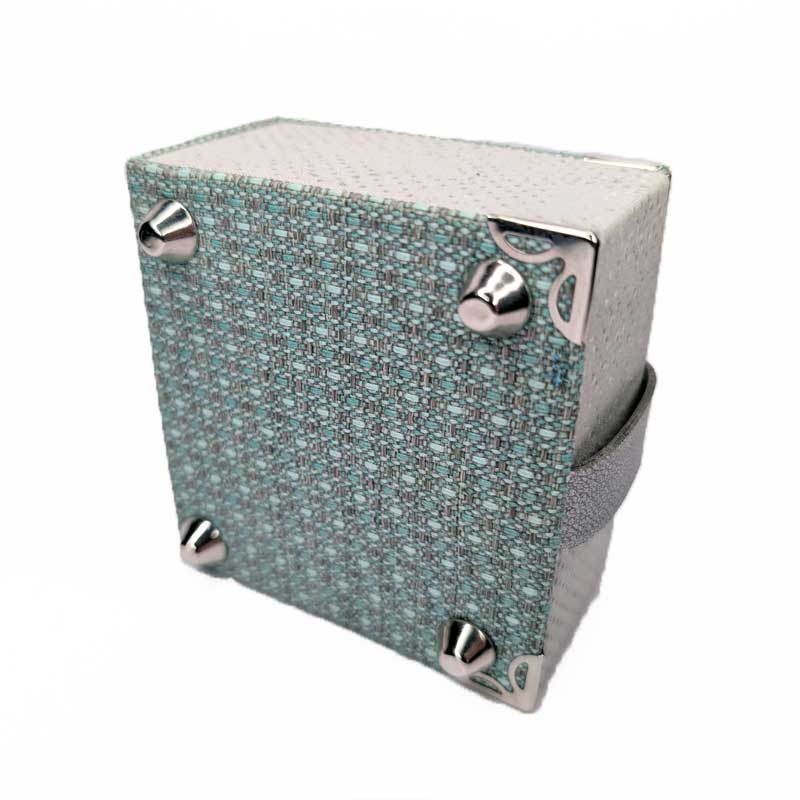 Gray & Teal Dice Box with Leather Strap