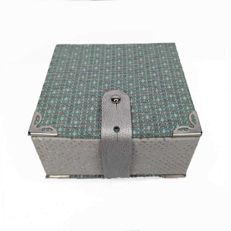 Gray & Teal Dice Box with Leather Strap
