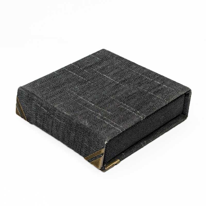 Black Denim Mini Dice Box with Snap Closure