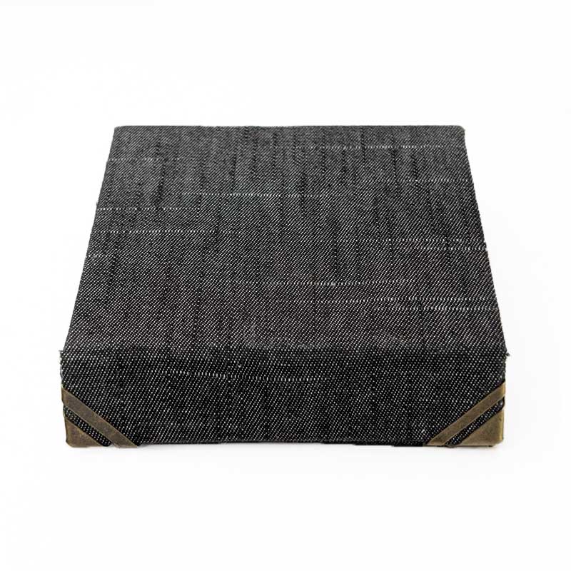 Black Denim Mini Dice Box with Snap Closure