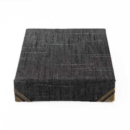 Black Denim Mini Dice Box with Snap Closure