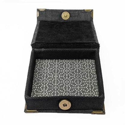 Black Denim Mini Dice Box with Snap Closure