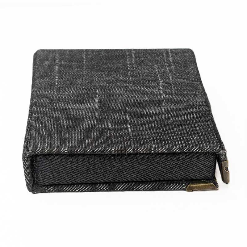Black Denim Mini Dice Box with Snap Closure
