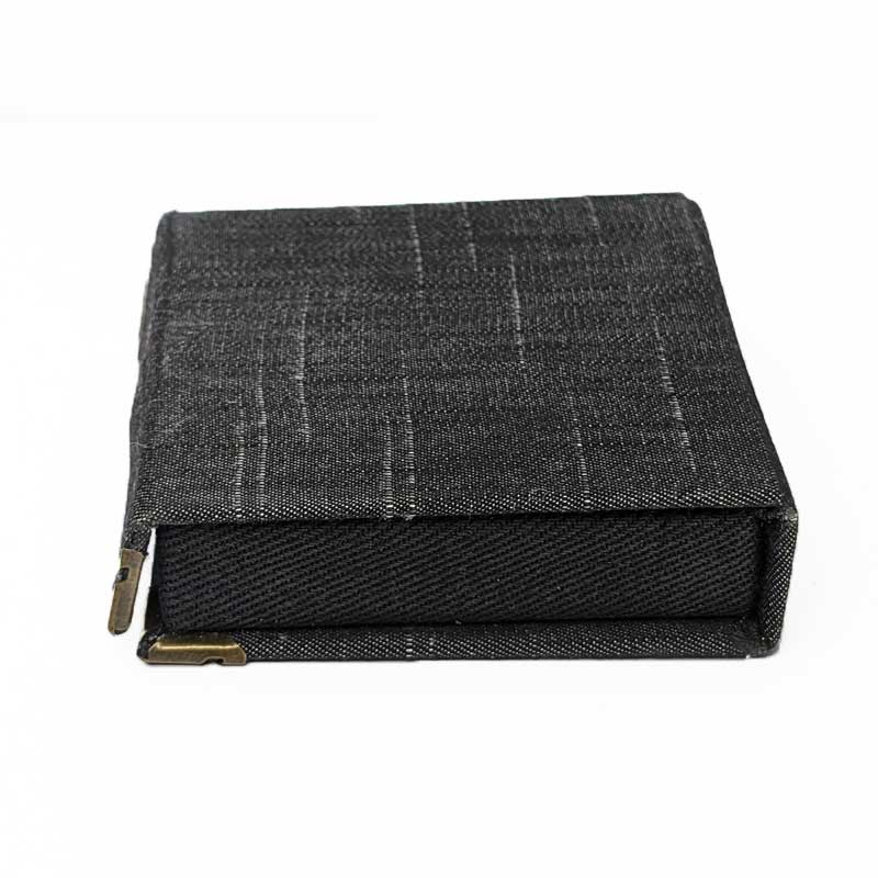 Black Denim Mini Dice Box with Snap Closure