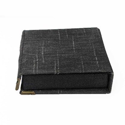 Black Denim Mini Dice Box with Snap Closure