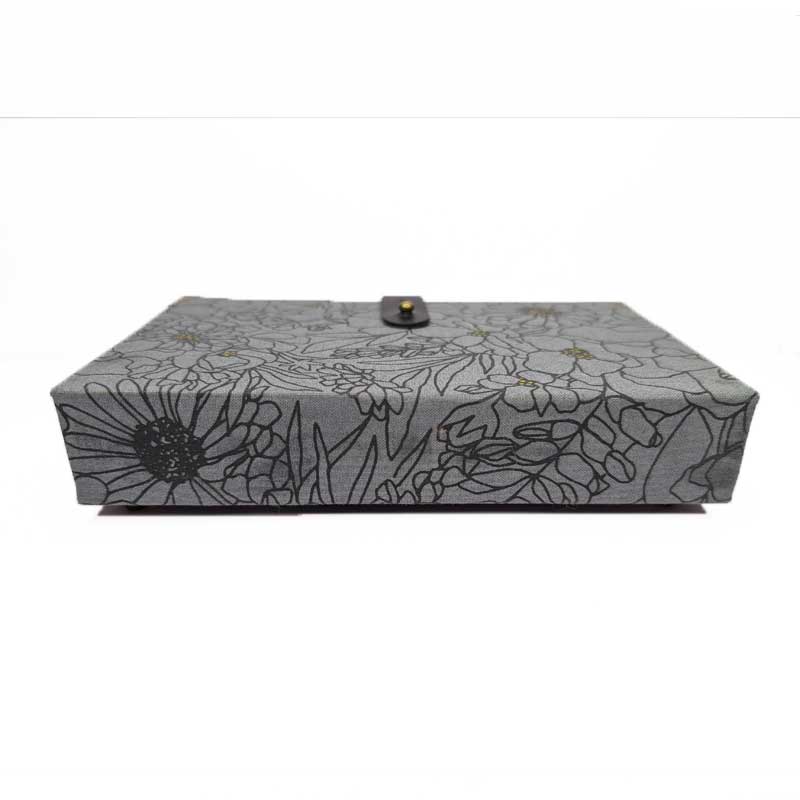 Gray & Black Floral Dice Box with Leather Strap