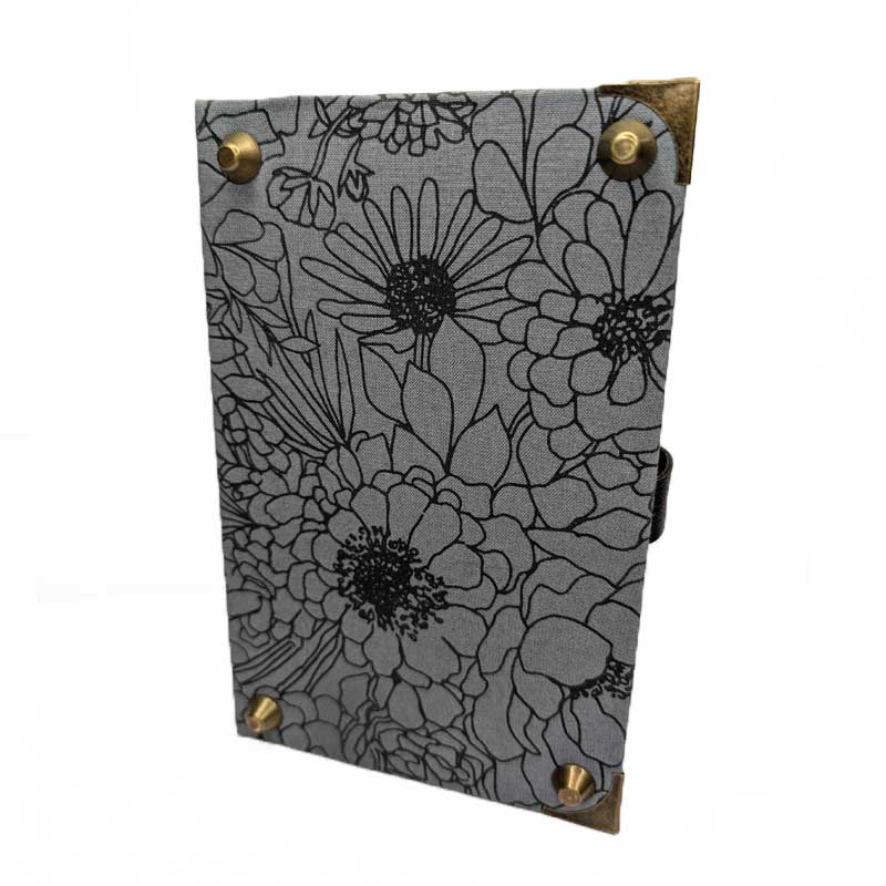 Gray & Black Floral Dice Box with Leather Strap