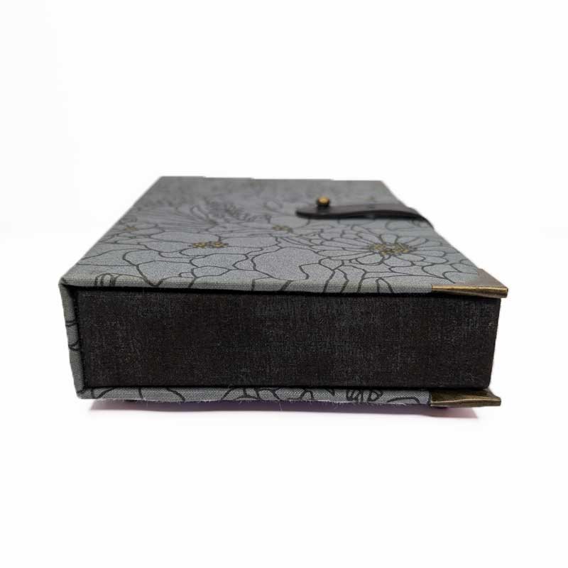 Gray & Black Floral Dice Box with Leather Strap