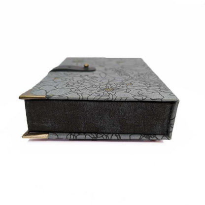 Gray & Black Floral Dice Box with Leather Strap