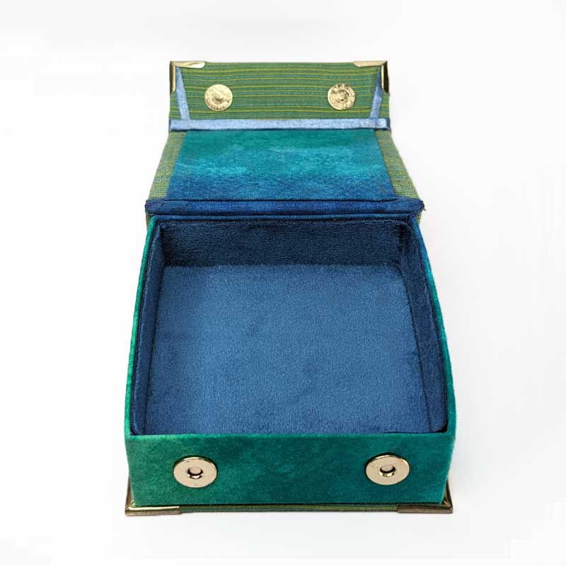 Green & Blue Dice Box with Snap Closure