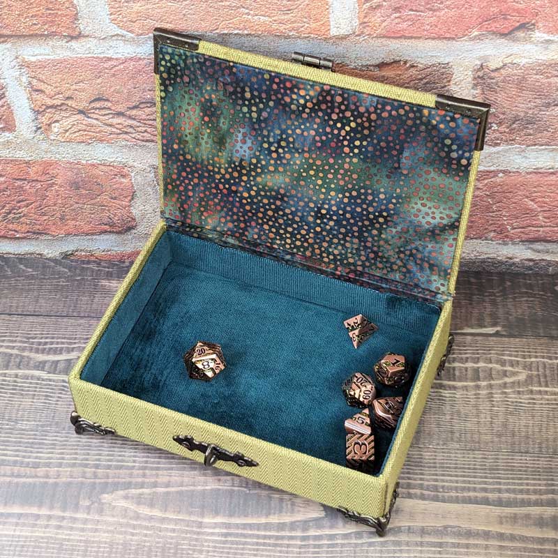 Green & Teal Dice Chest with Metal Latch