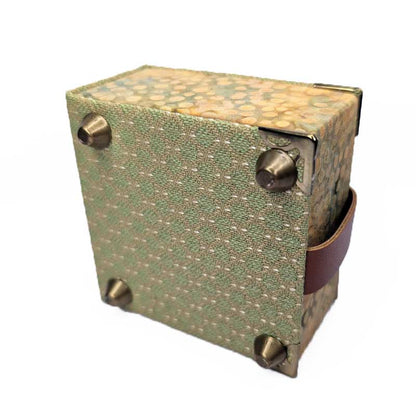 Green & Yellow Dice Box with Leather Strap