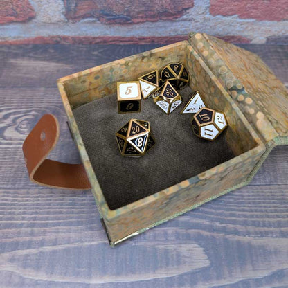 Green & Yellow Dice Box with Leather Strap