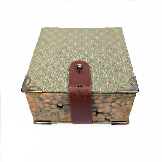 Green & Yellow Dice Box with Leather Strap