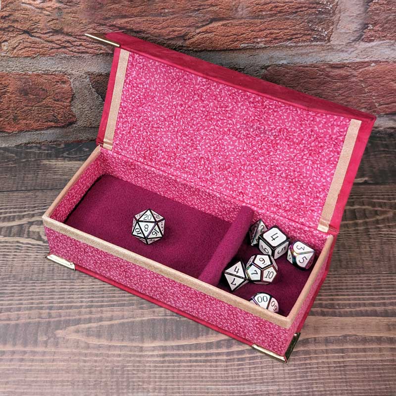Magenta Asymmetrical Dice Box with Magnetic Closure