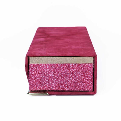 Magenta Asymmetrical Dice Box with Magnetic Closure