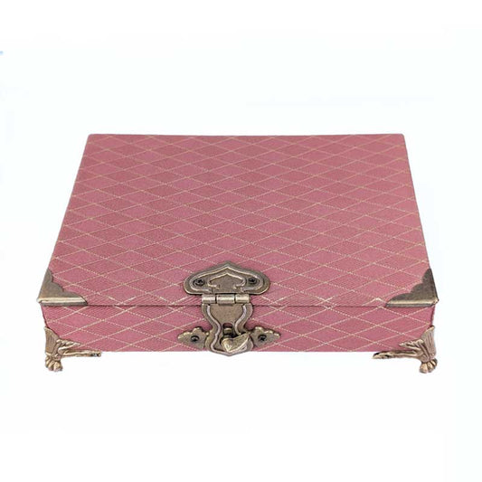 Pink & Seafoam Green Dice Chest with Metal Latch