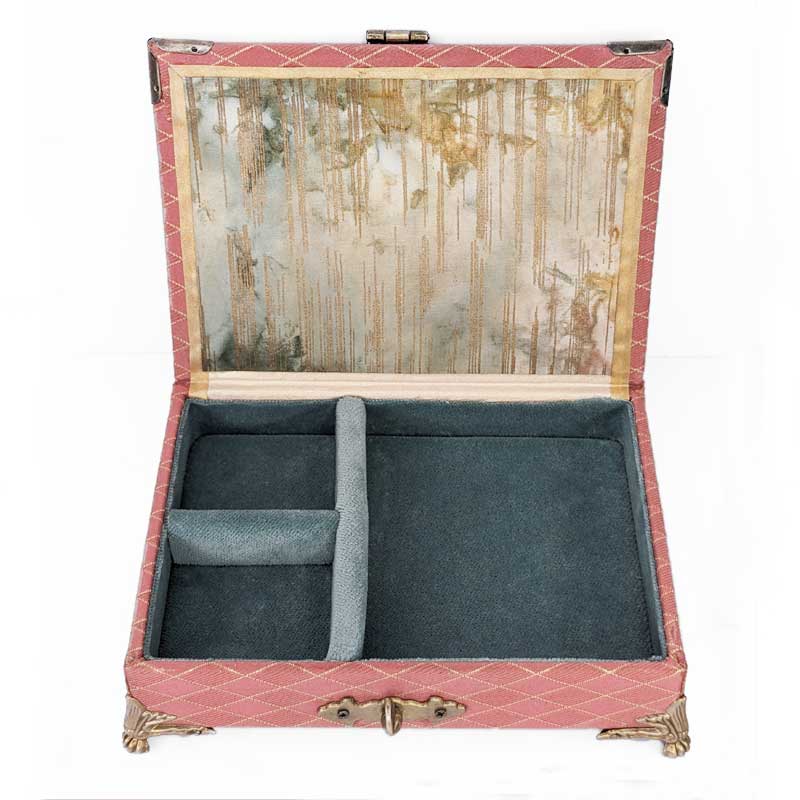 Pink & Seafoam Green Dice Chest with Metal Latch
