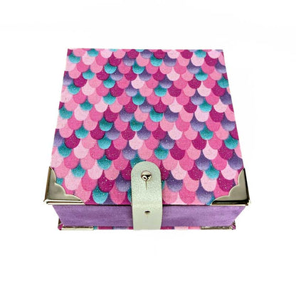 Pink & Purple Glitter Dice Box with Leather Strap
