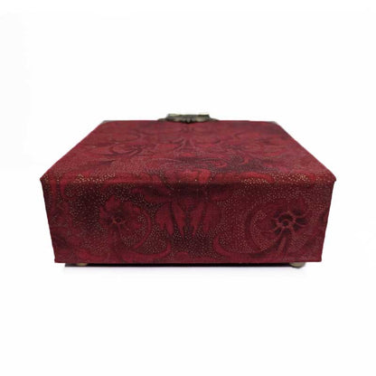 Red & Gold Filagree Dice Box with Metal Latch