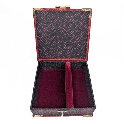 Red & Gold Filagree Dice Box with Metal Latch