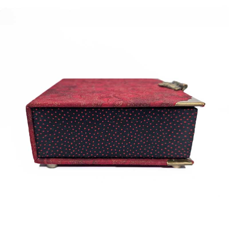 Red & Gold Filagree Dice Box with Metal Latch