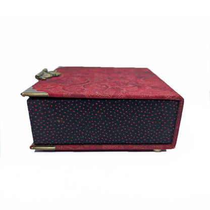 Red & Gold Filagree Dice Box with Metal Latch